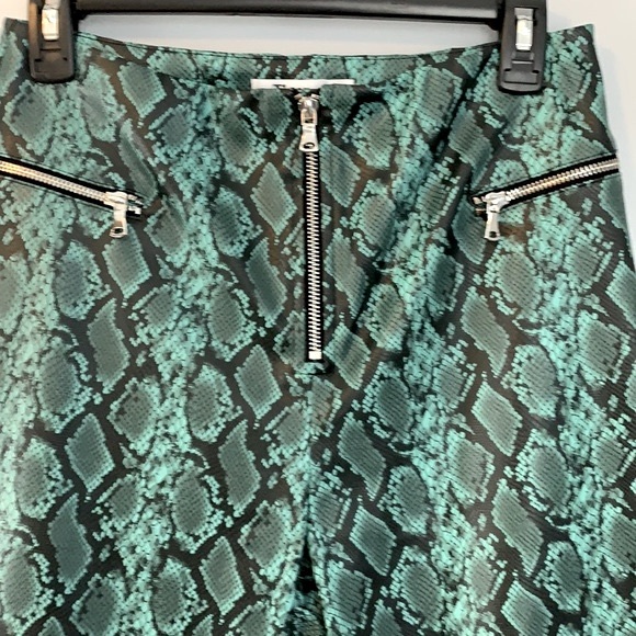 Pearl Blue Snake Print Faux Leather Pants - Picture 2 of 7